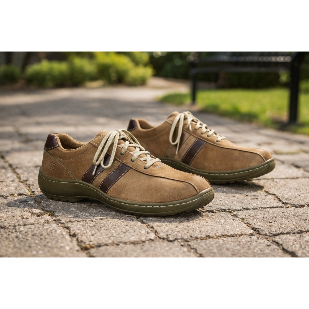 Skechers Mens Leather Casual Shoes Brown Size 10 Comfort Walking Y2K Vintage